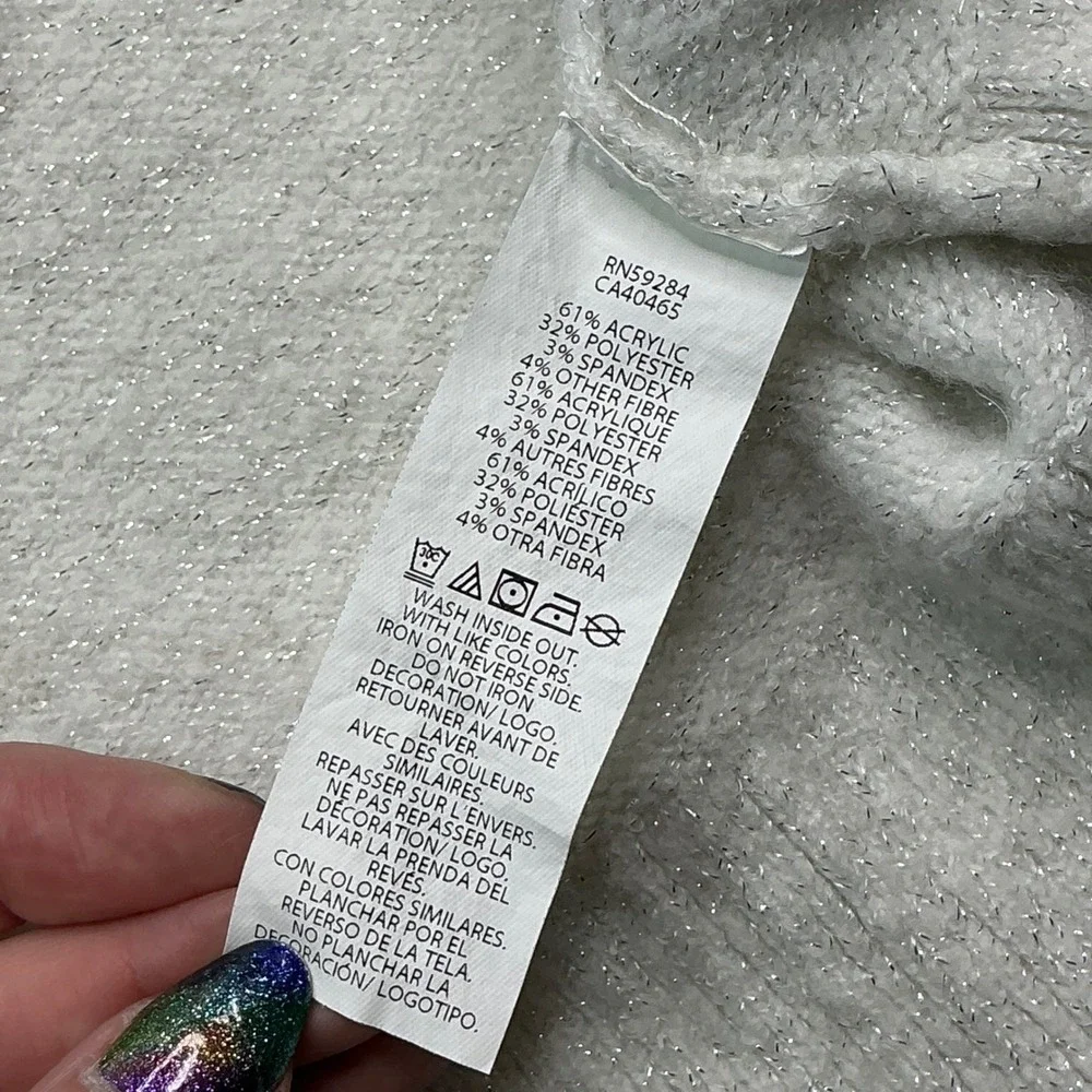 The Children's Place Grey Shimmer LOVE Sweater Girls Size 14 XL Rainbow Sequin
